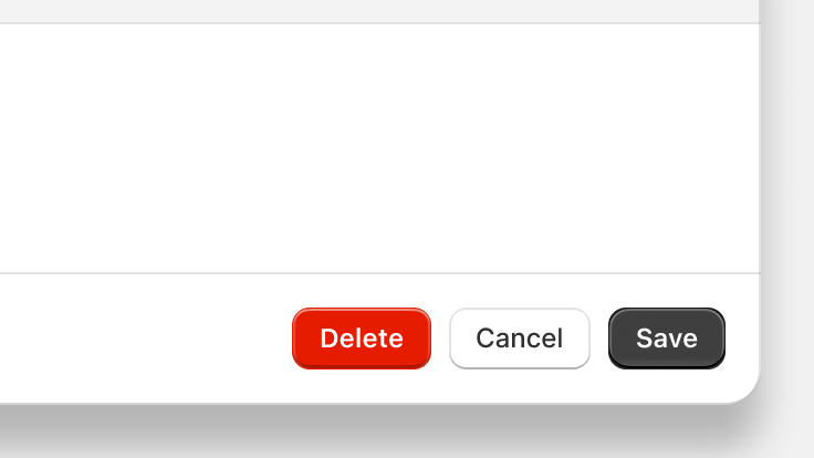 Screenshot of modal with a destructive button as a tertiary action