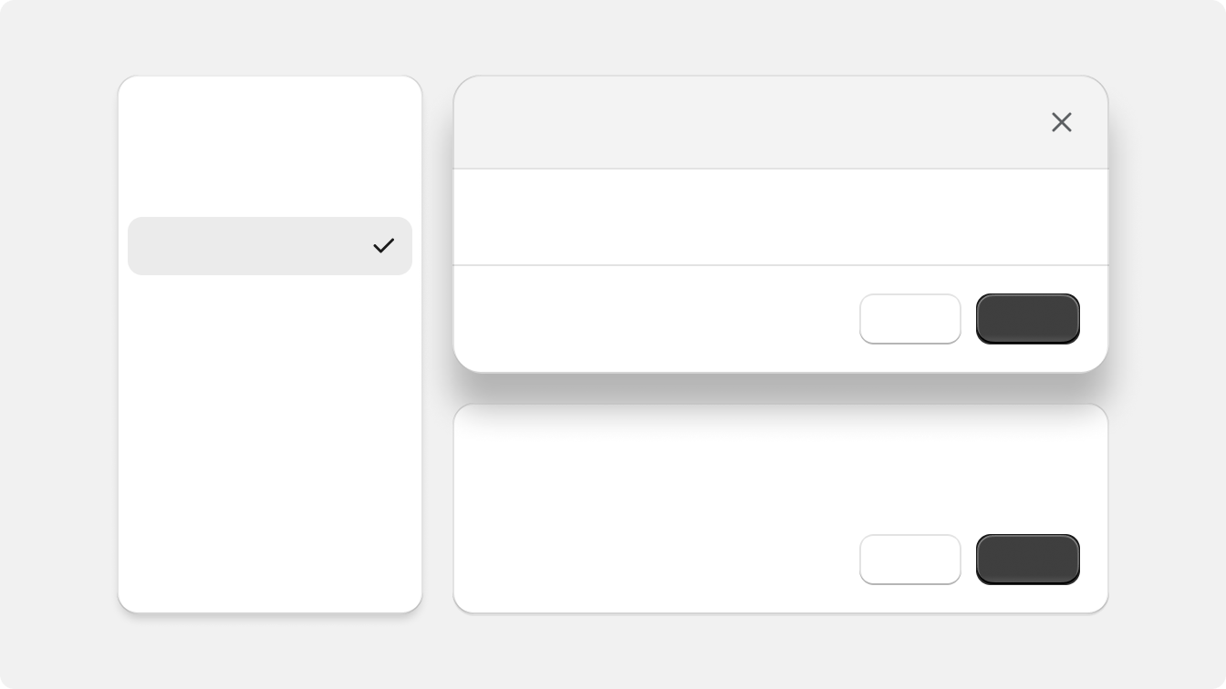 A card, a popover and a modal