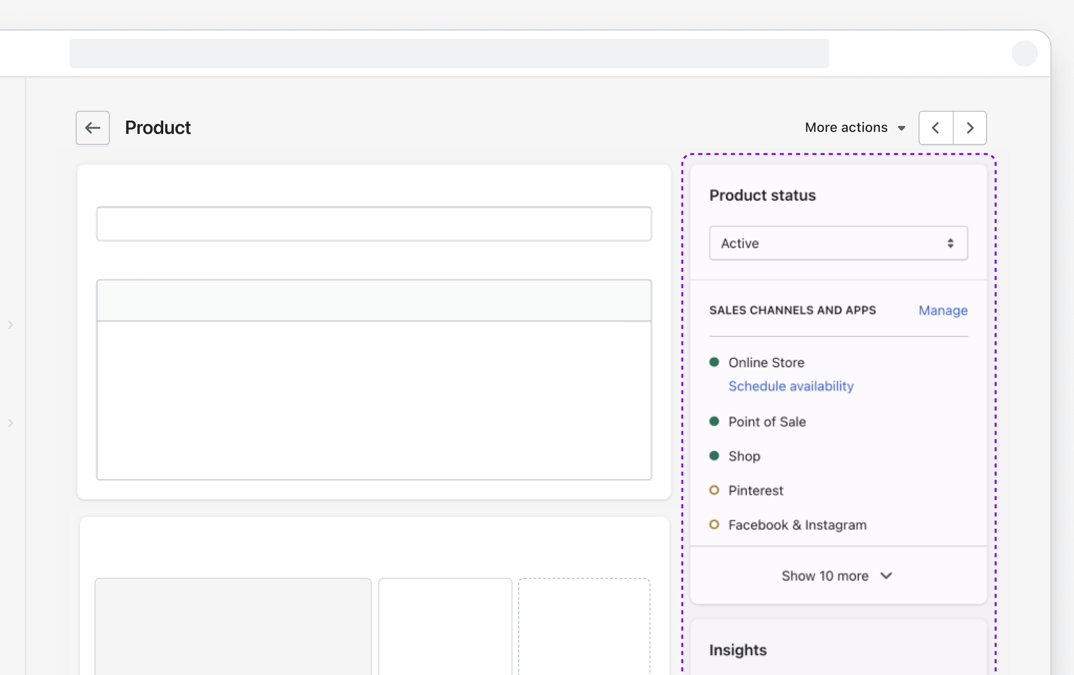 Product details page with the secondary column outlined